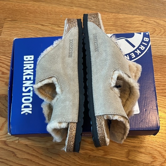 Birkenstock Arizona Shearling Suede Leather Sandal Size 10 New in Box - Picture 9 of 17